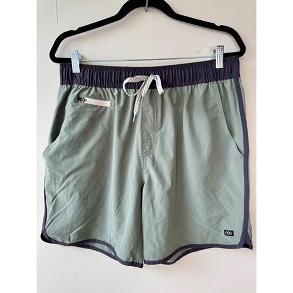 Leg3nd Mens Green Black Elastic Waist Drawstring Athletic Pockets Track Shorts L - Picture 1 of 8